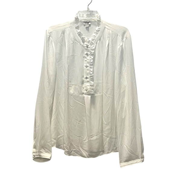J. Crew Tops - J Crew Factory Long Sleeve White Top Blouse Ruffles Size 18‎ High Neck NEW $80